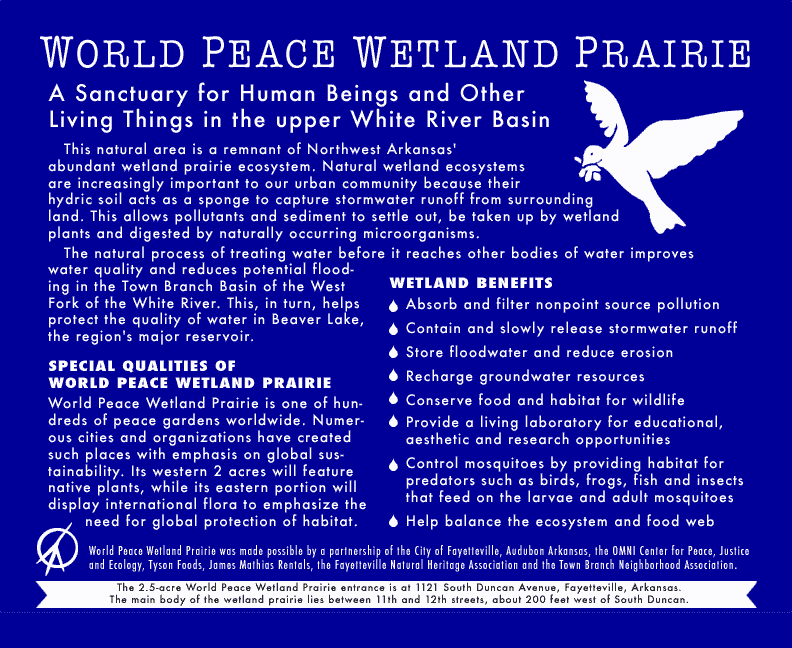 World Peace Wetland Prairie sign